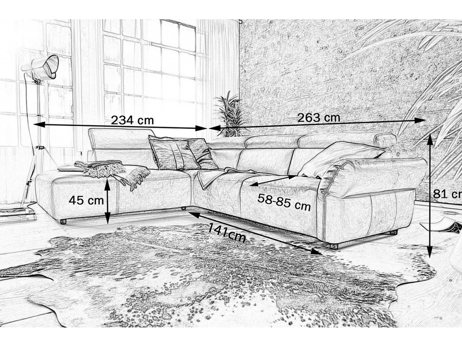 Ecksofa - Braun Leder - RISO