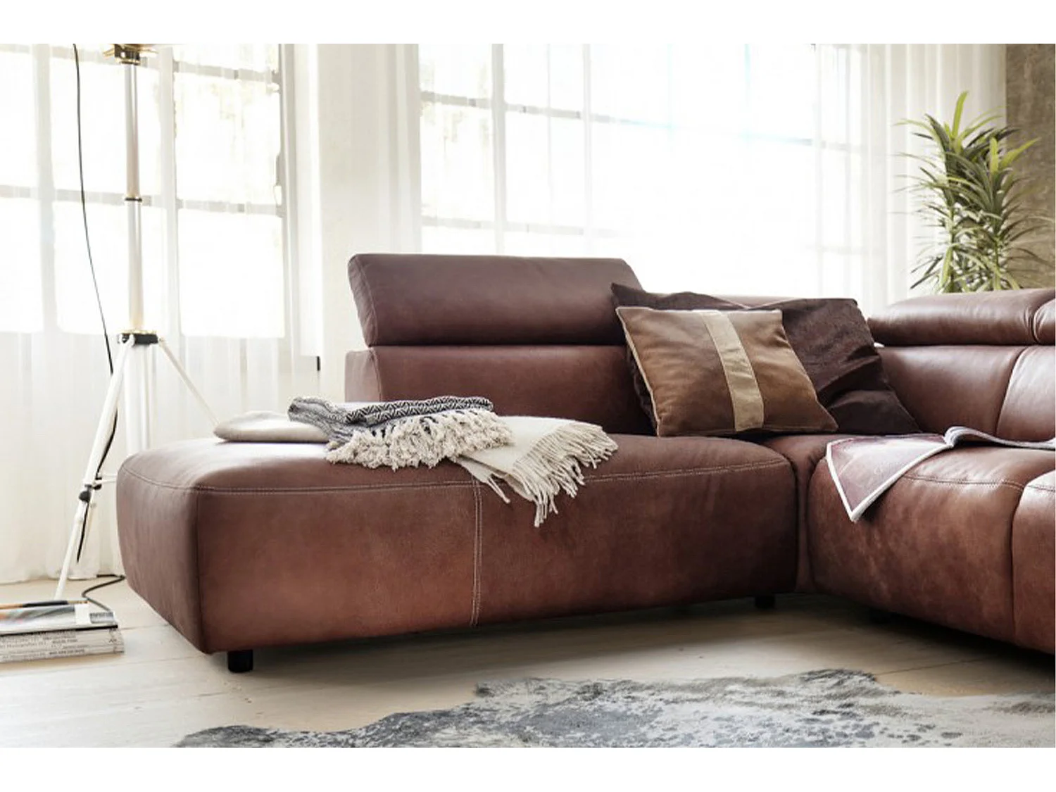 Ecksofa - Braun Leder - RISO