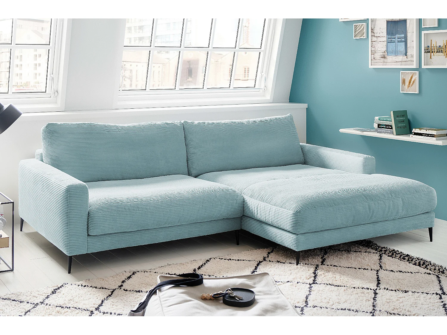 Hoekbank - Lichtblauw Koord - CARA