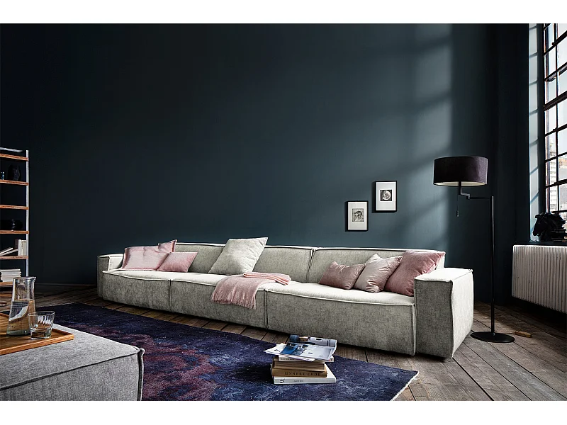 Riesensofa - Beige Webstoff - SAMU