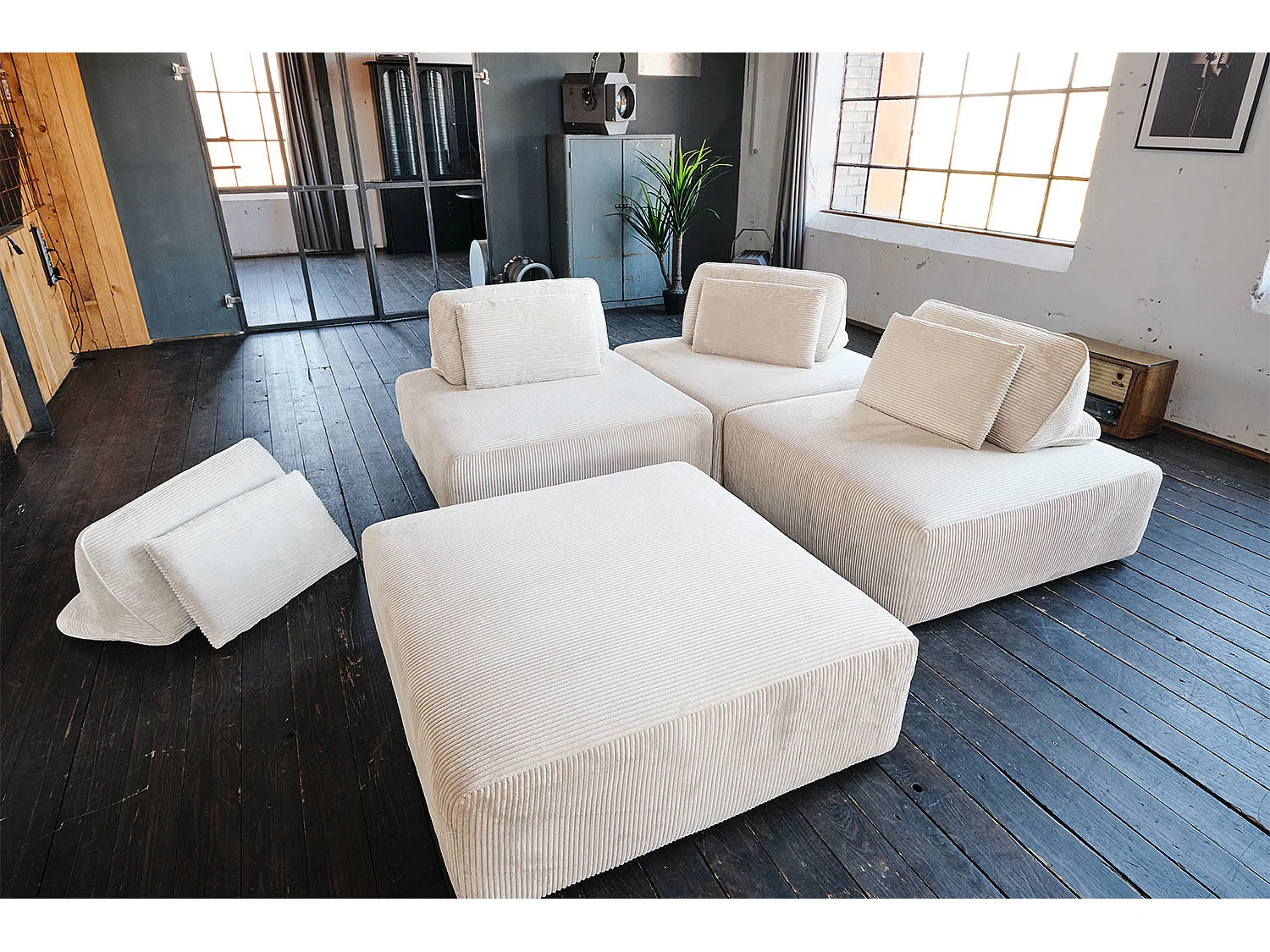 Modulares Sofa - Cremeweiß Cord - WIOLO SOFT
