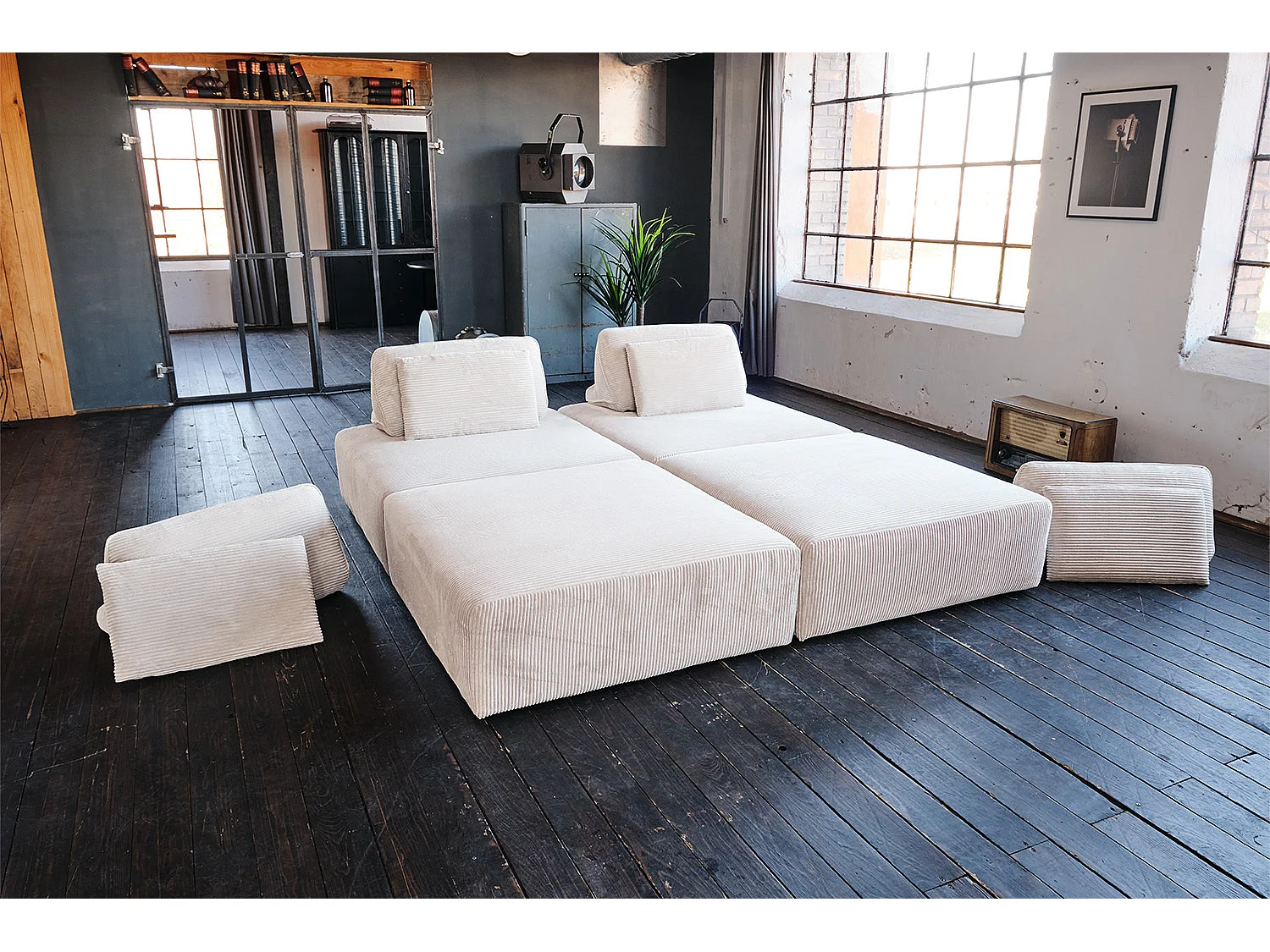 Modulares Sofa - Cremeweiß Cord - WIOLO SOFT