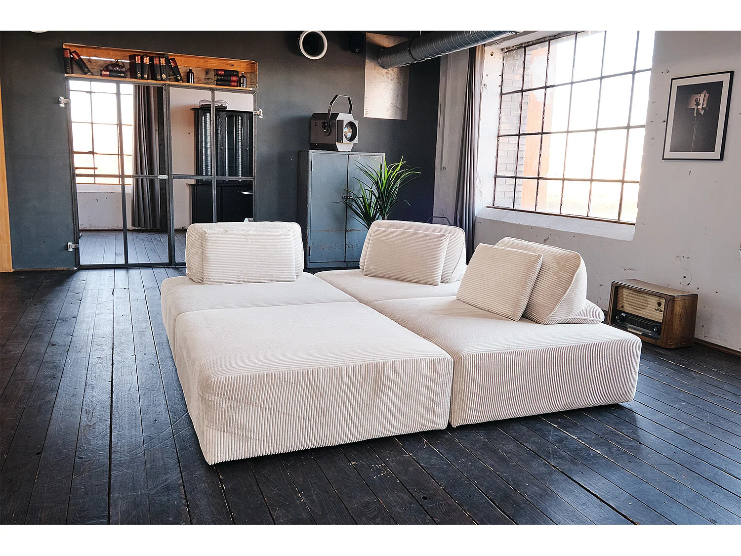 Modulares Sofa - Cremeweiß Cord - WIOLO SOFT