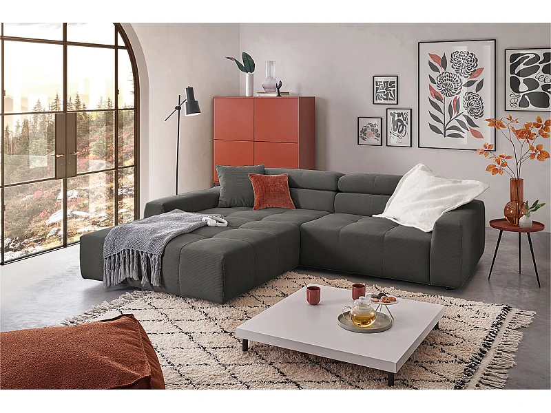 Ecksofa - Anthrazit Cord - RENO