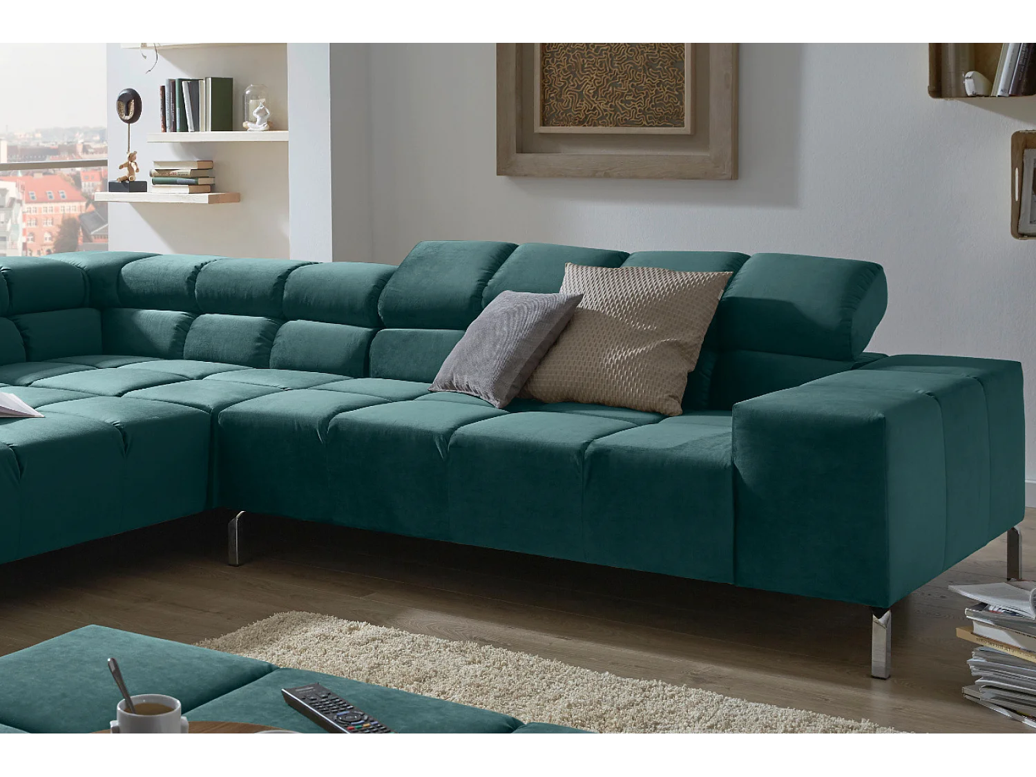 Canapé - vert émeraude Velours - NELSON