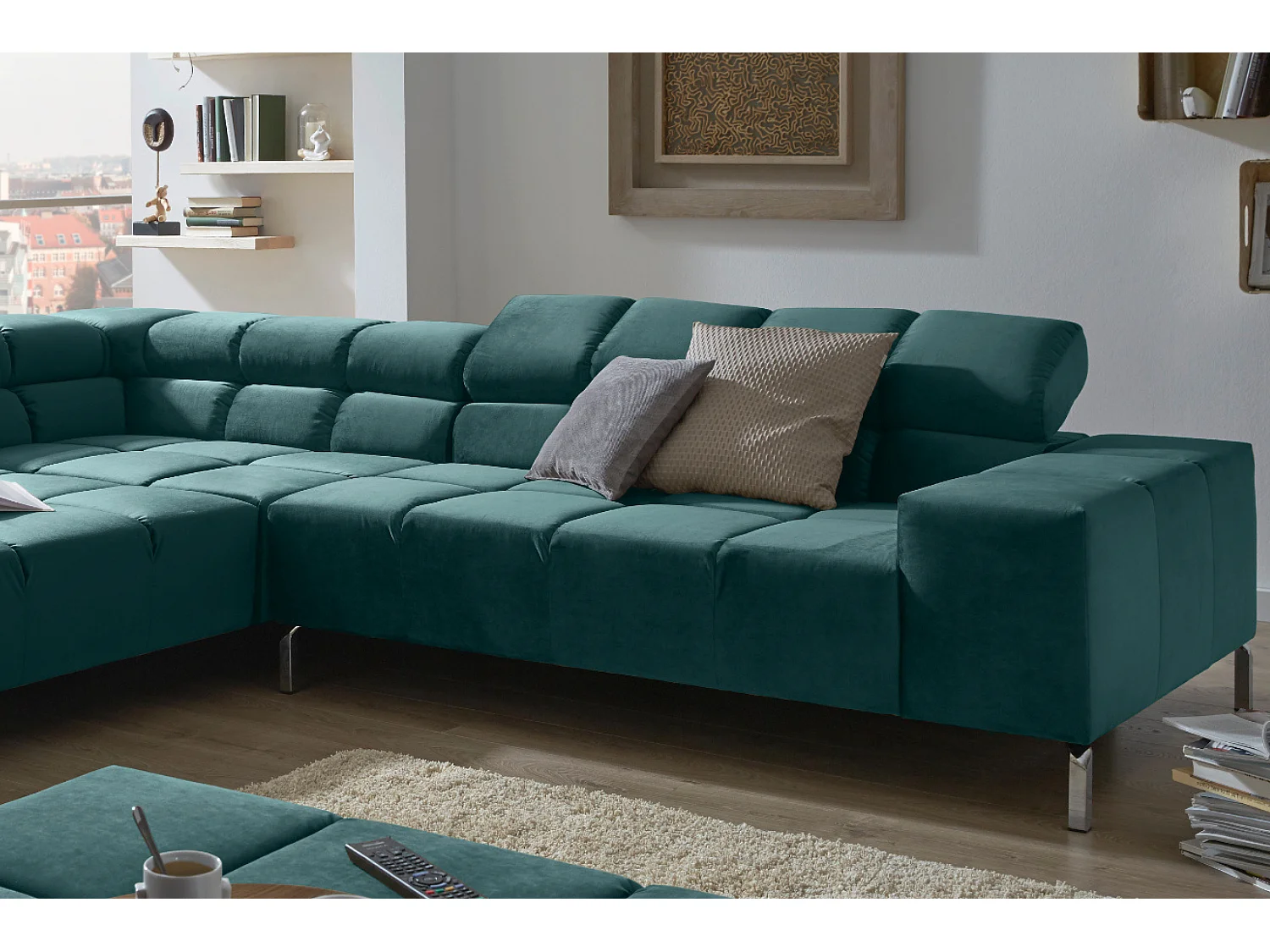 Ecksofa - Smaragdgrün Velvet - NELSON