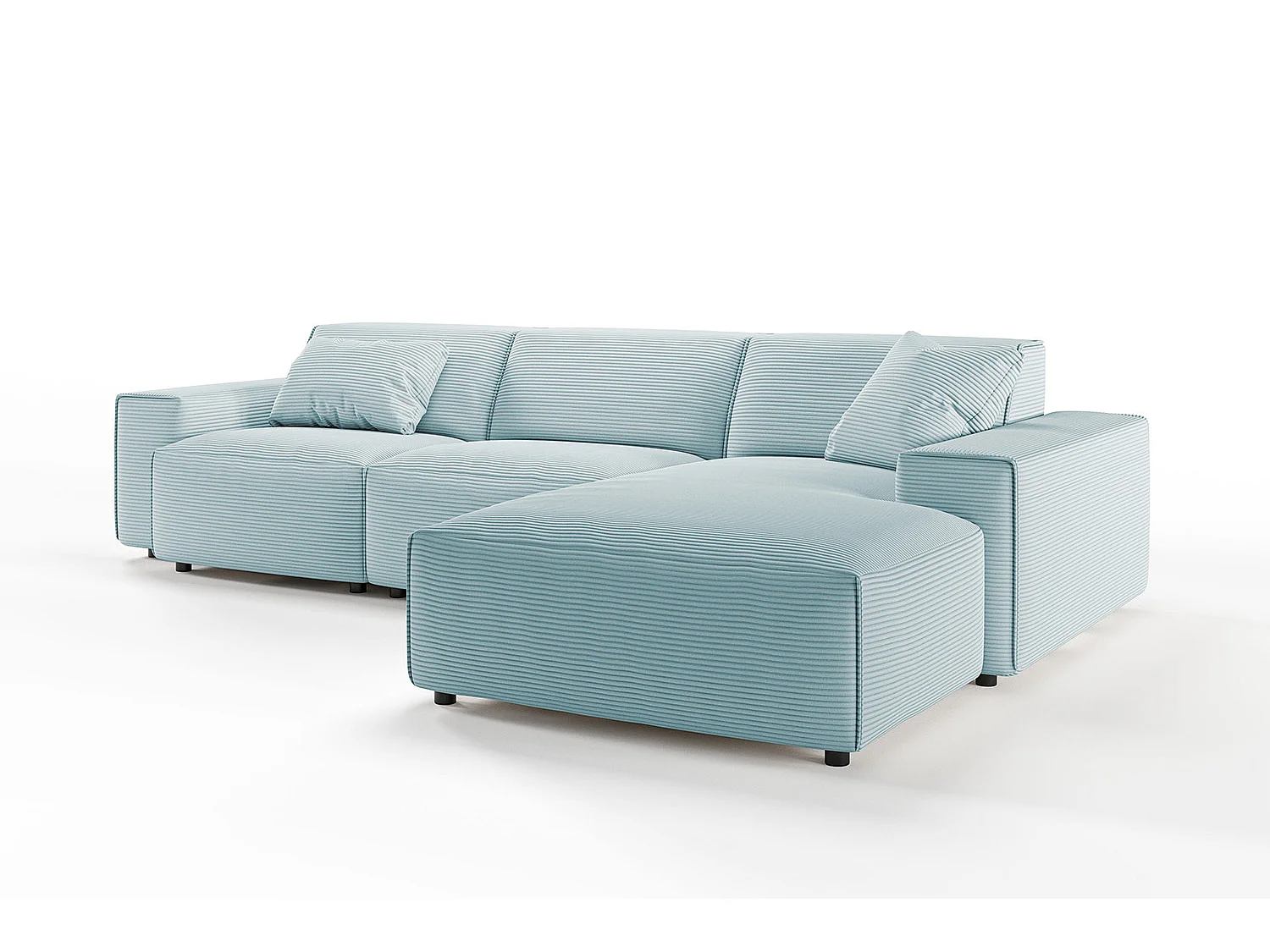 Ecksofa - Hellblau Cord - RANI