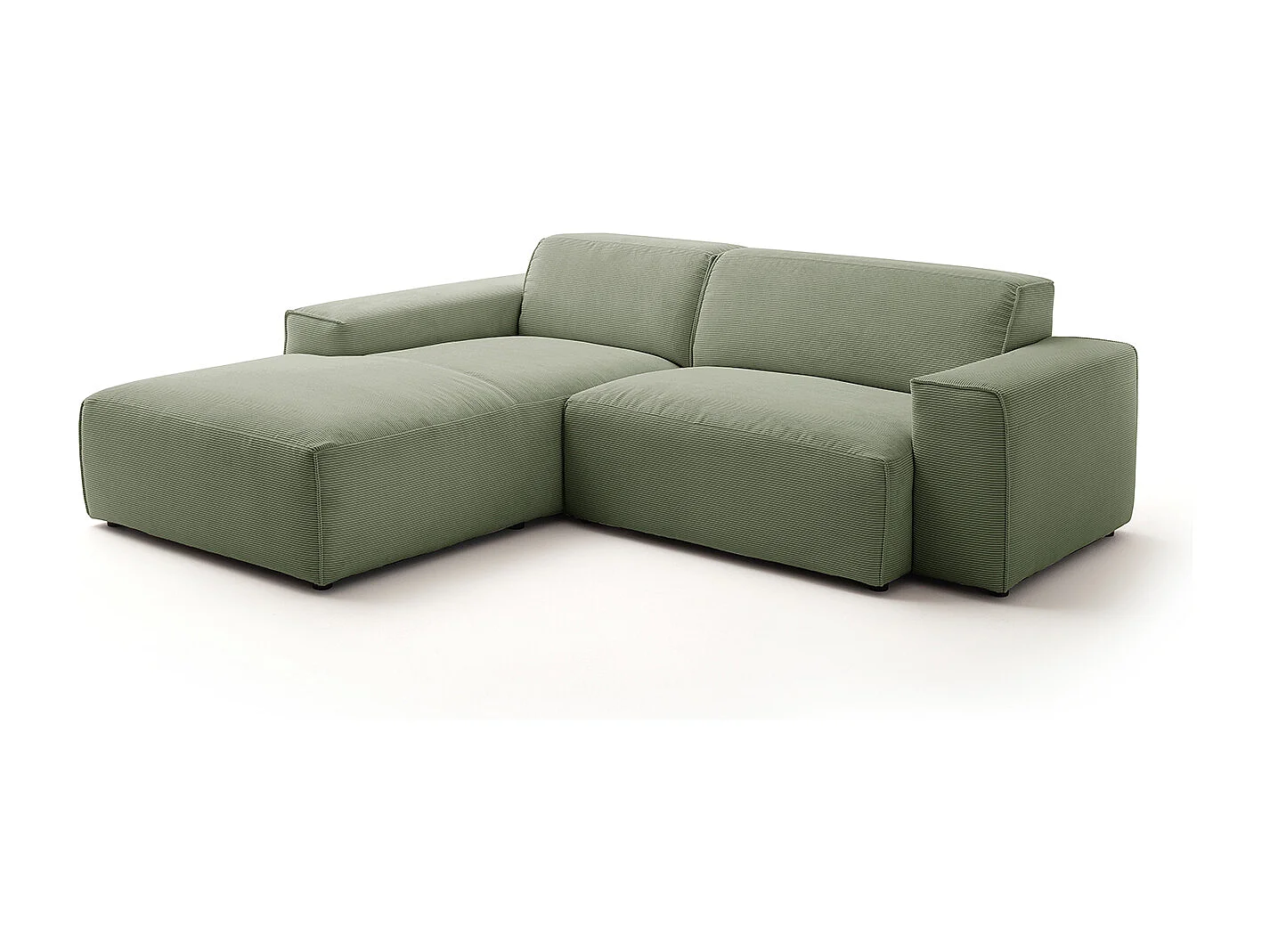 Divano angolare - verde Velluto a coste - RANI