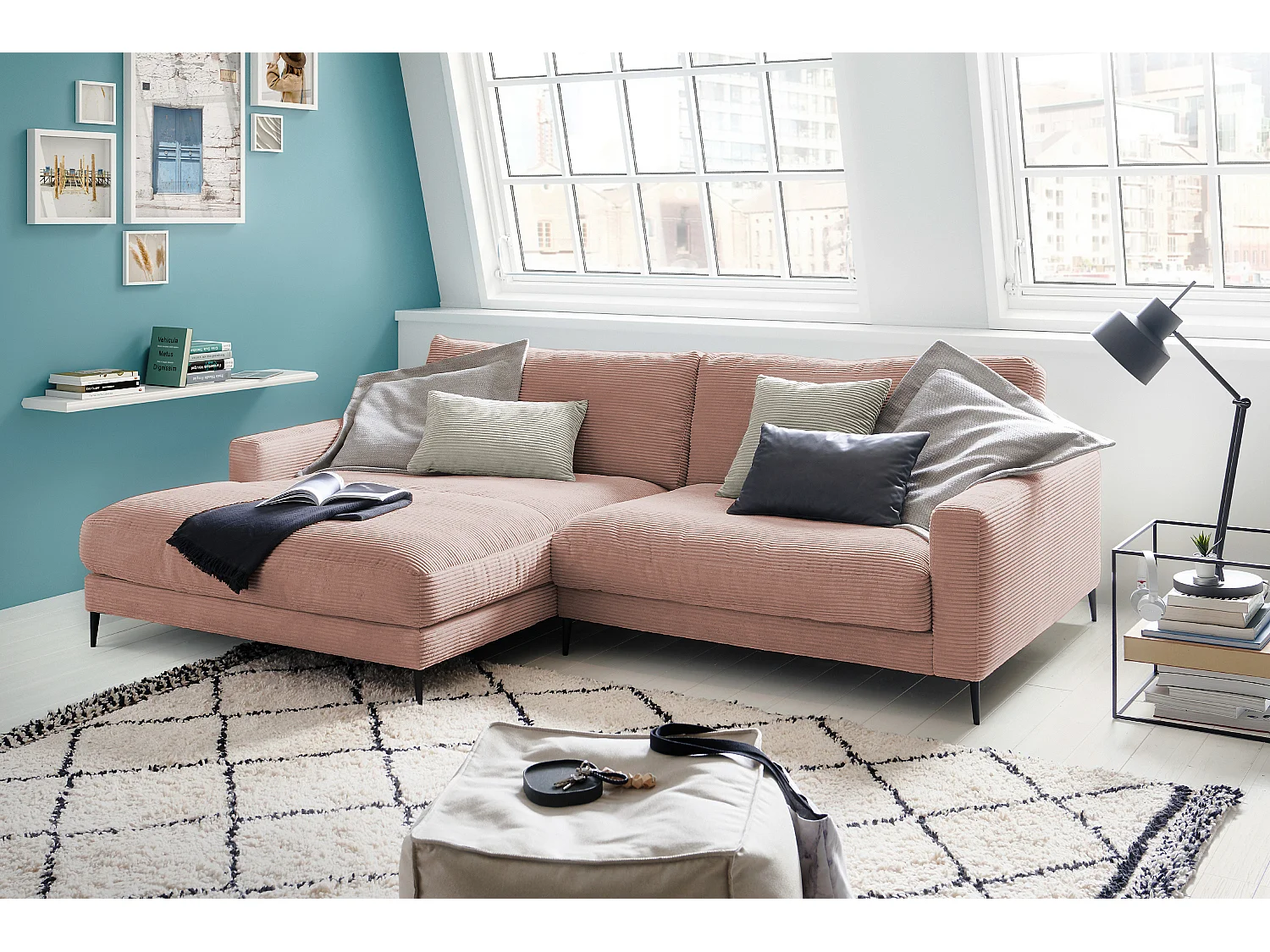 Ecksofa - Pink Cord - CARA