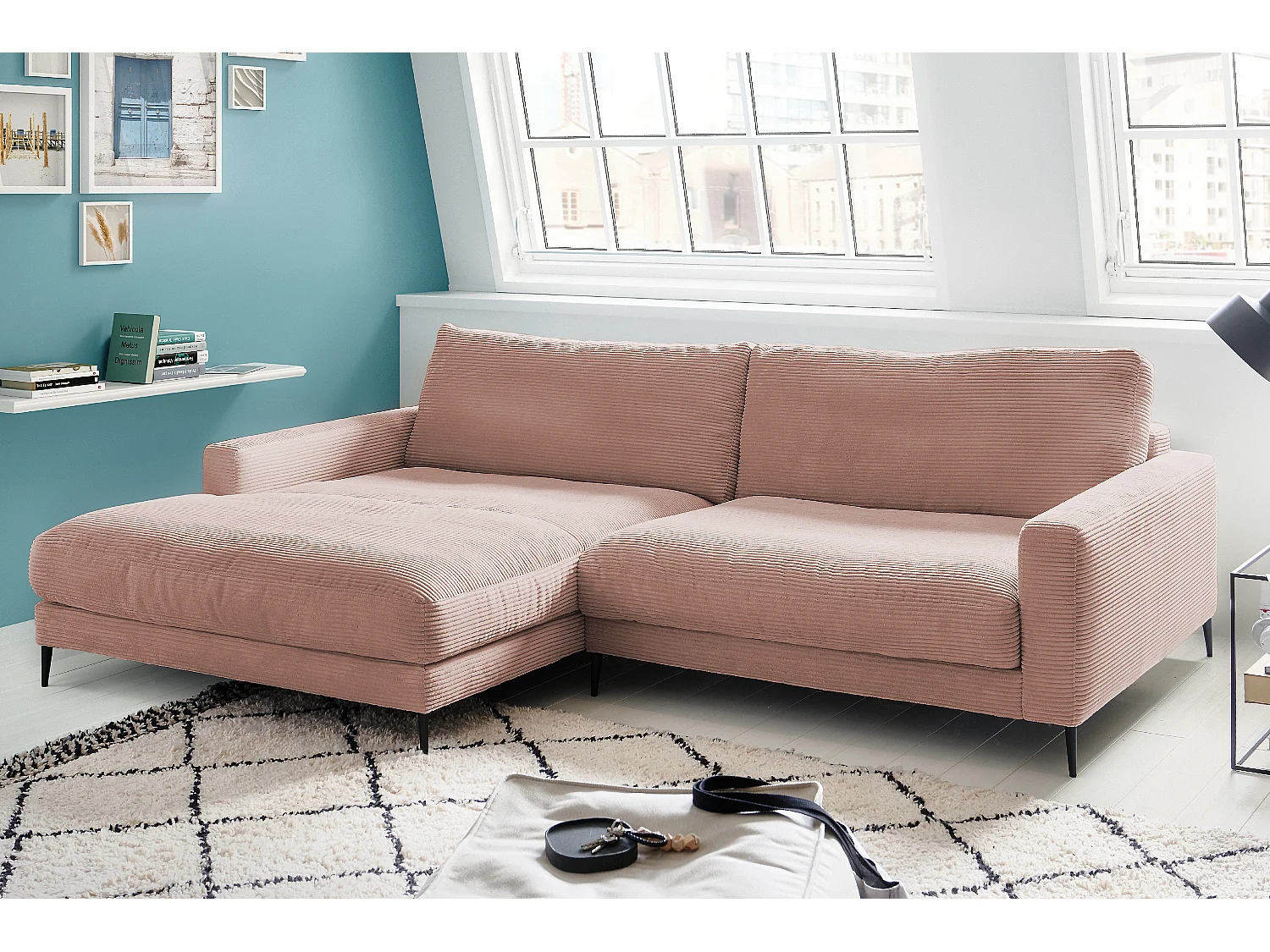 Ecksofa - Pink Cord - CARA