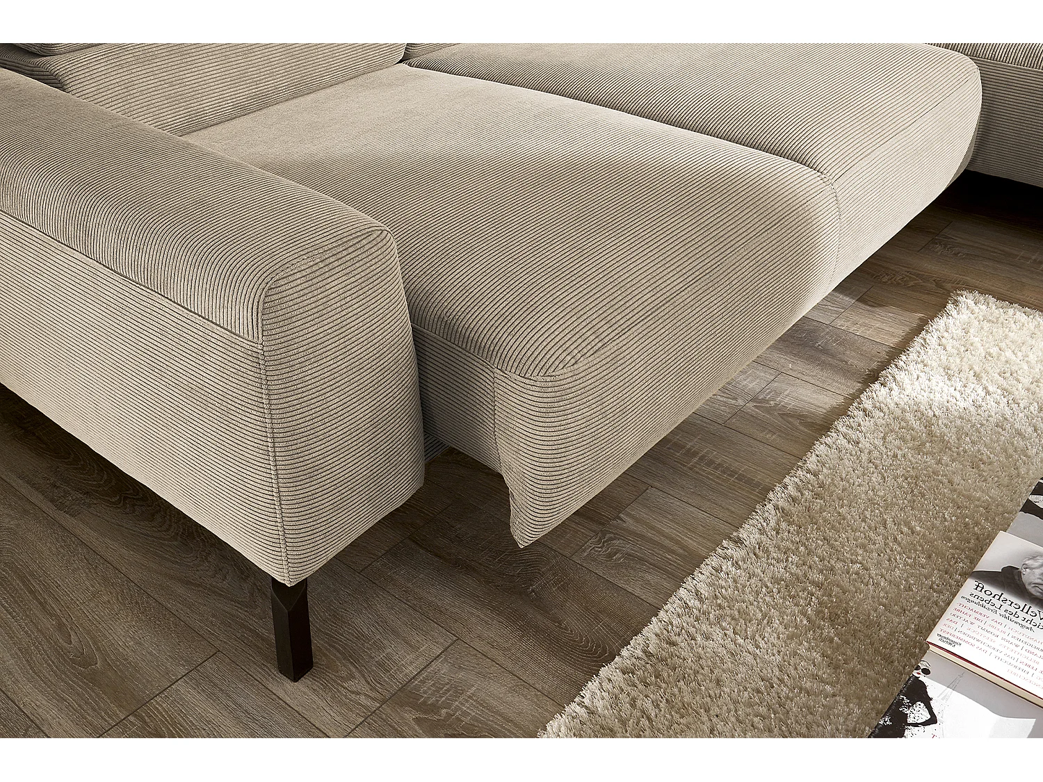 Divano angolare - beige Velluto a coste - DELIA