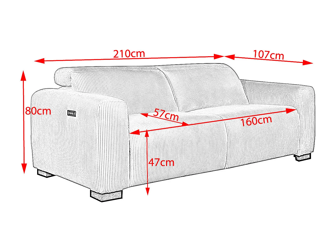 Canapé - blanc crème Velours côtelé - FINN