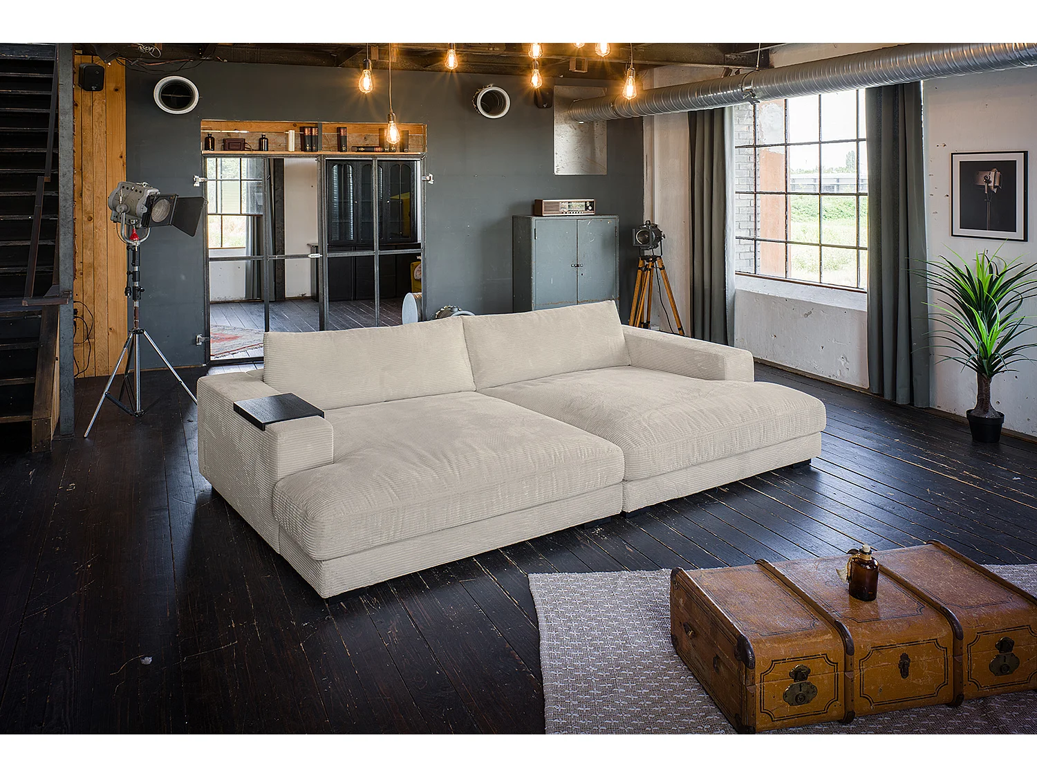 Canapé extra large - blanc crème Velours côtelé - MADELINE