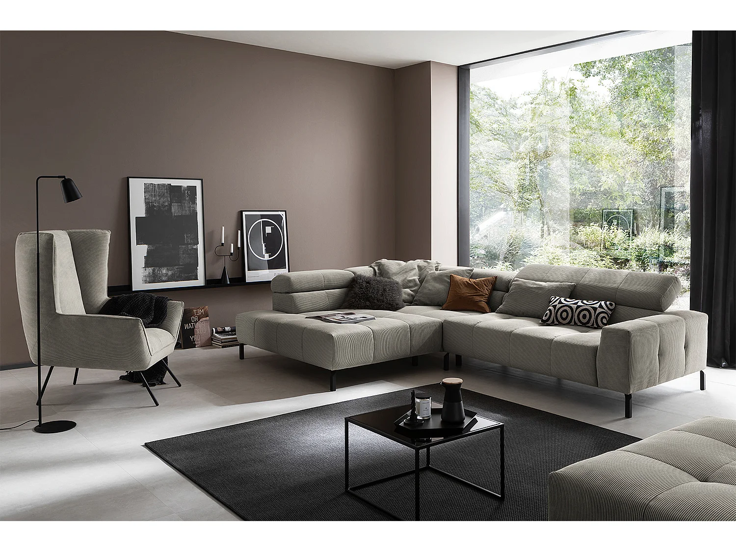 Ecksofa - Grau Cord - OHIO