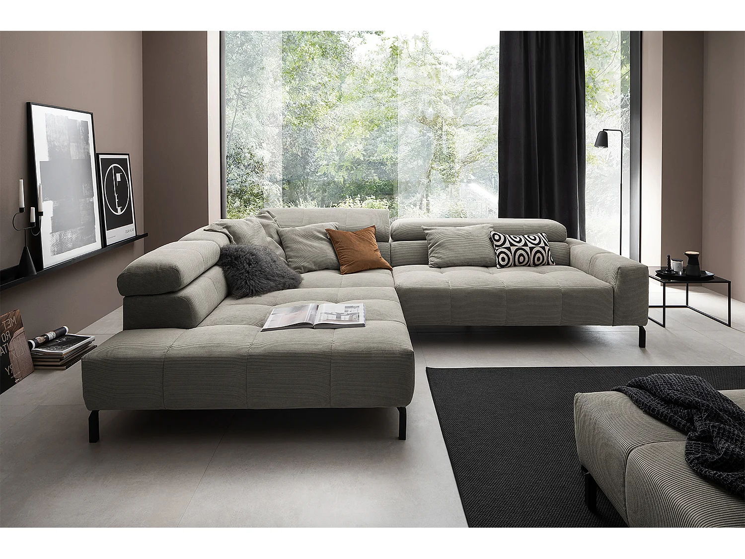 Ecksofa - Grau Cord - OHIO