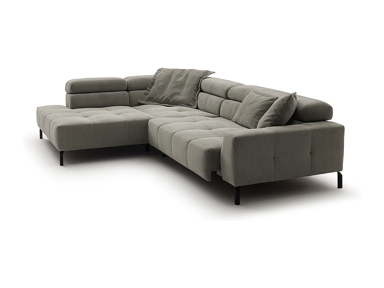 Ecksofa - Grau Cord - OHIO