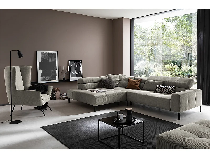 Ecksofa - Grau Cord - OHIO