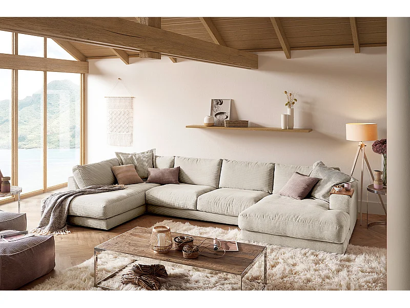 Canapé - blanc crème Velours côtelé - MADELINE