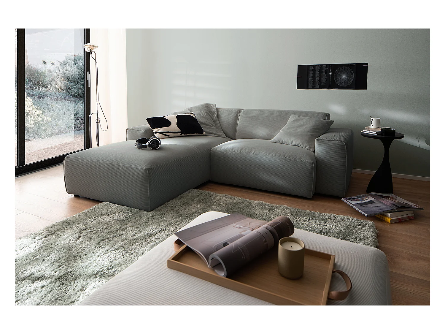 Ecksofa - Anthrazit Cord - RANI