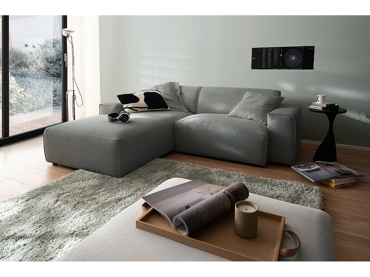 Canapé - anthracite Velours côtelé - RANI