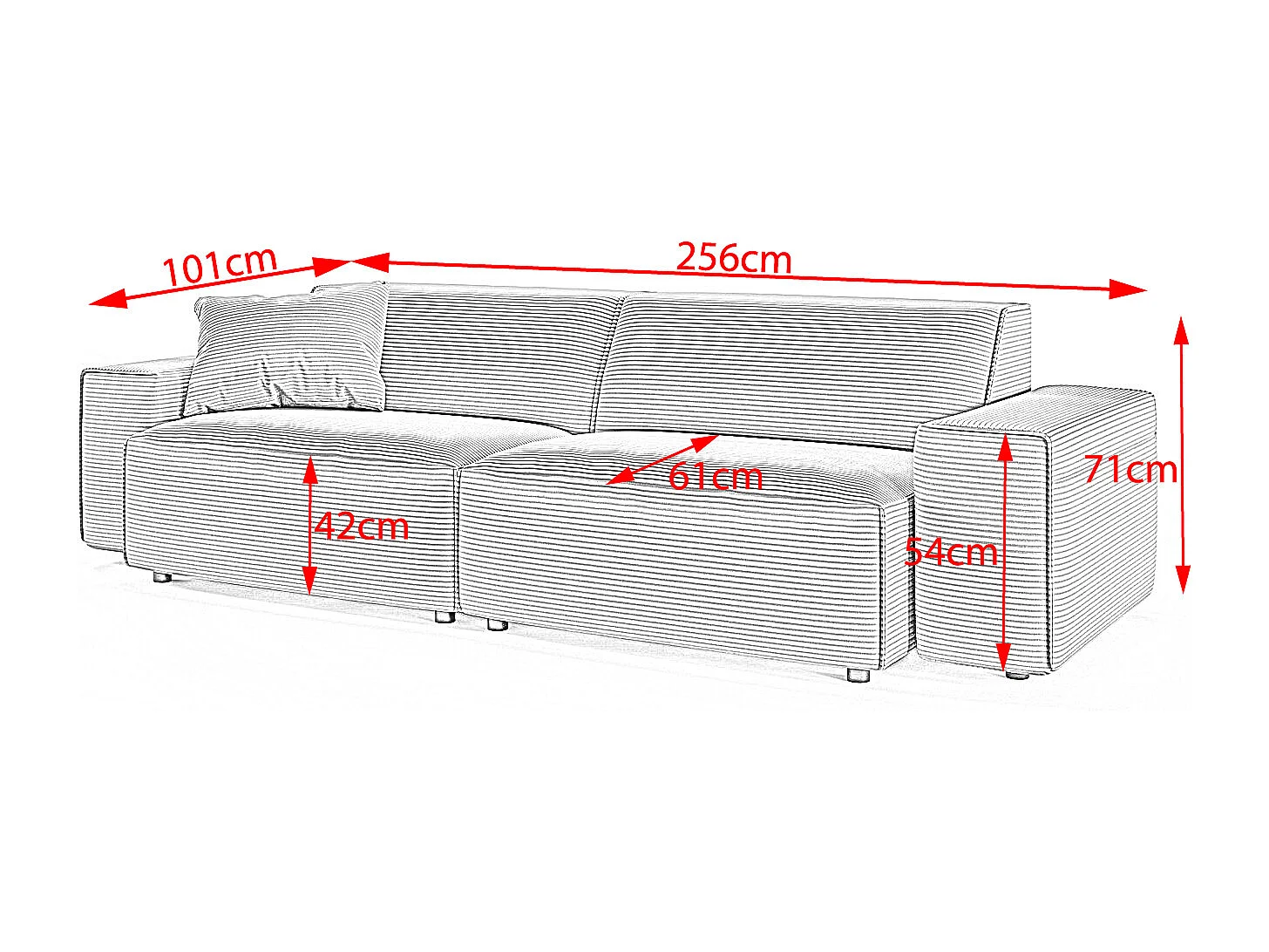 Sofa - Hellgrau Cord - RANI