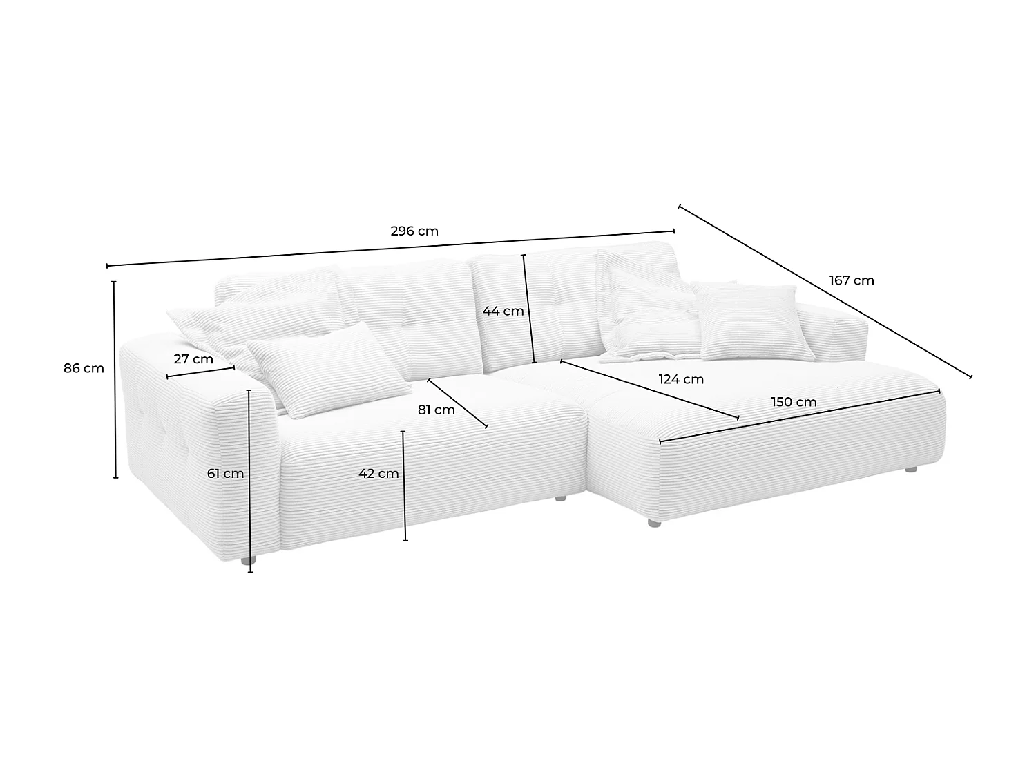 Ecksofa - Smaragdgrün Cord - MIKA