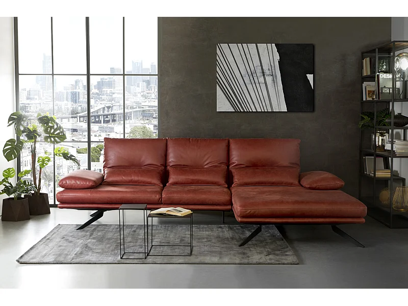 Ecksofa - Rot Leder - FENICE