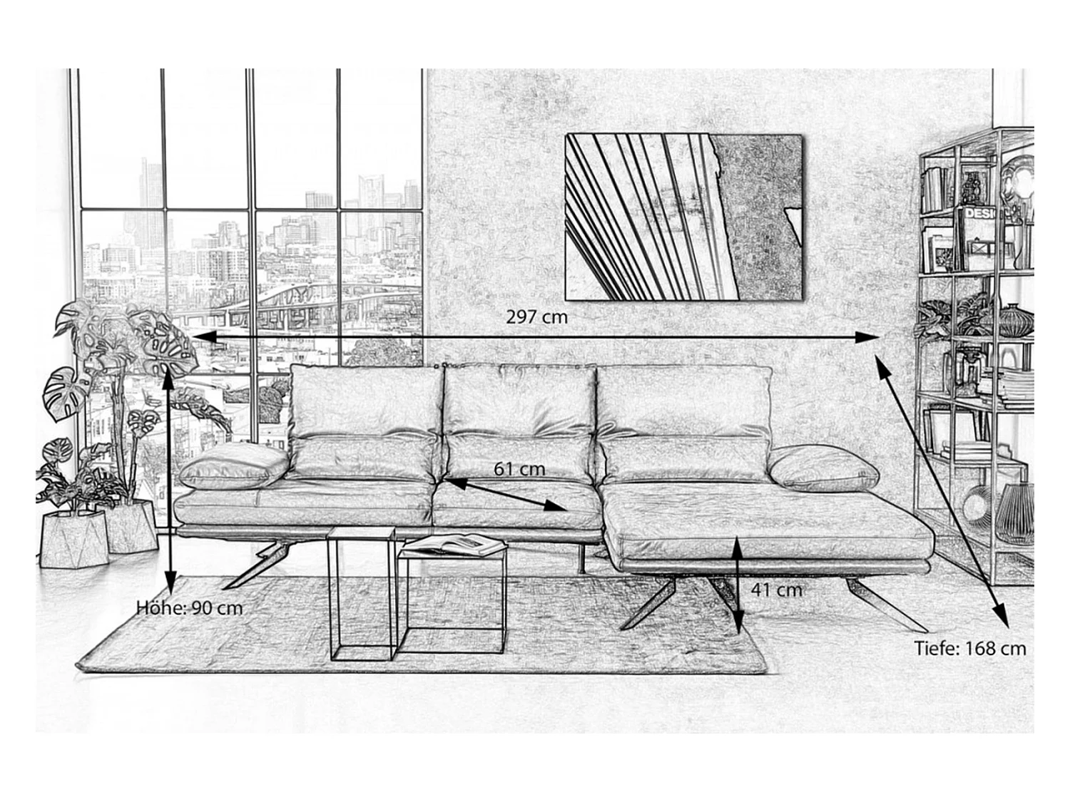 Ecksofa - Rot Leder - FENICE