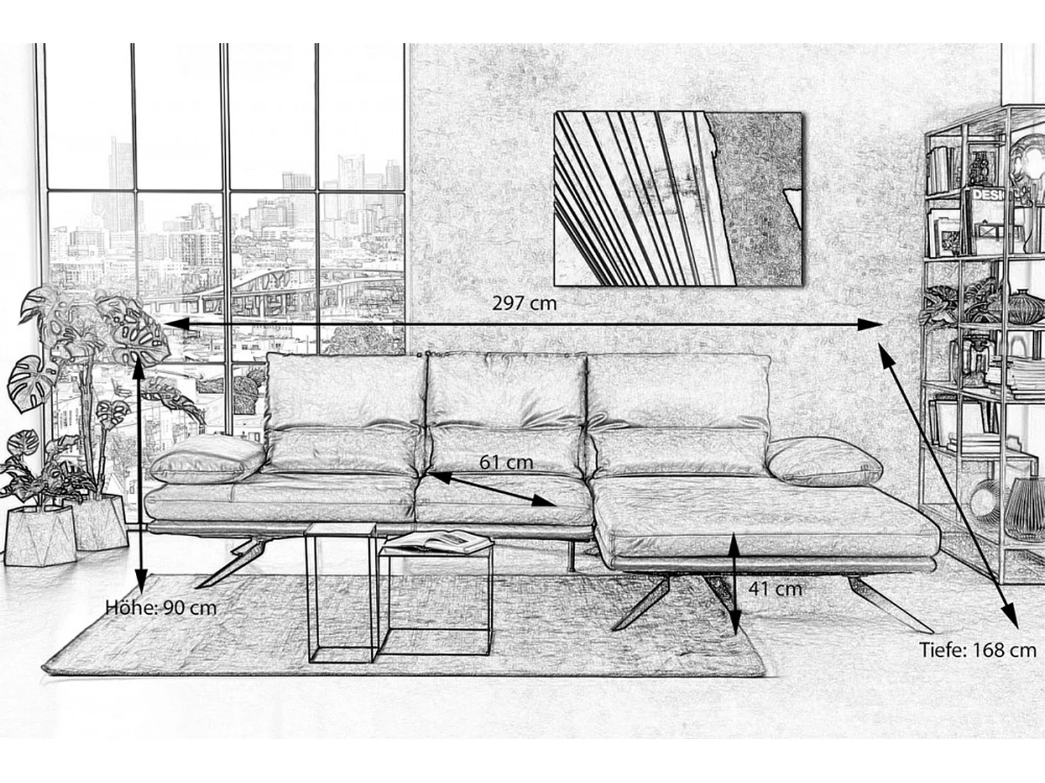 Ecksofa - Rot Leder - FENICE