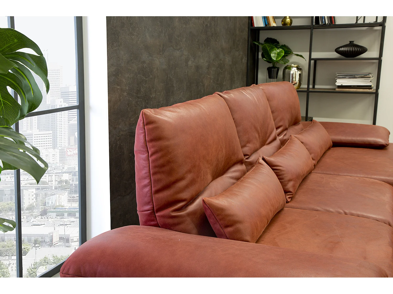 Ecksofa - Rot Leder - FENICE