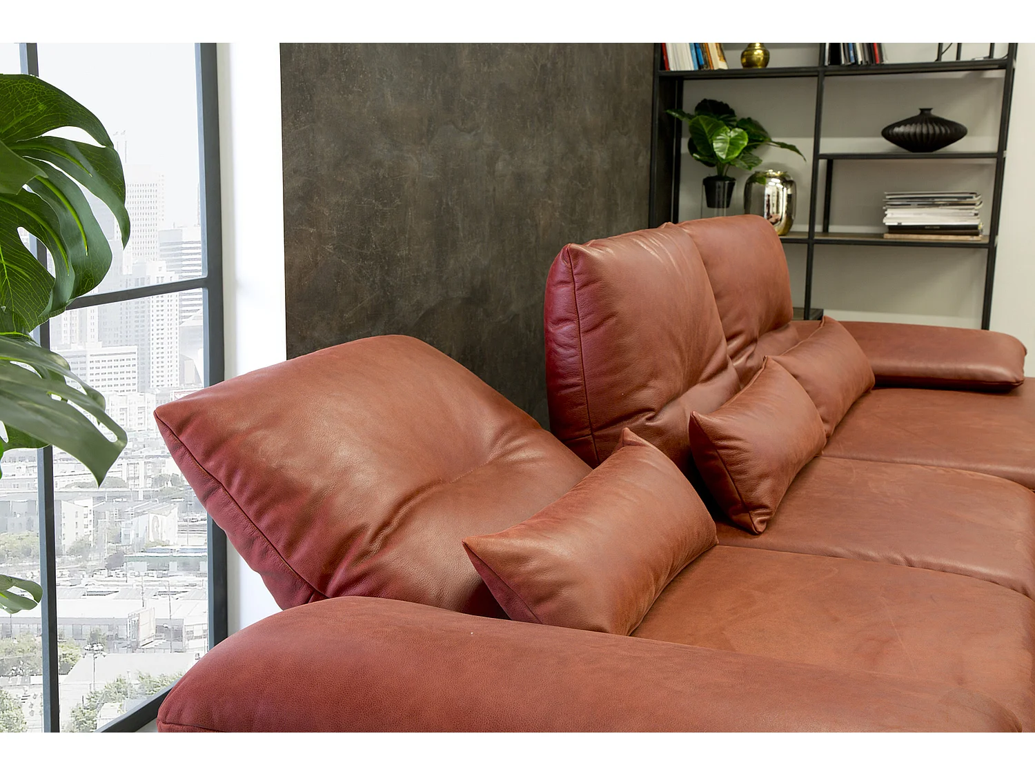 Ecksofa - Rot Leder - FENICE