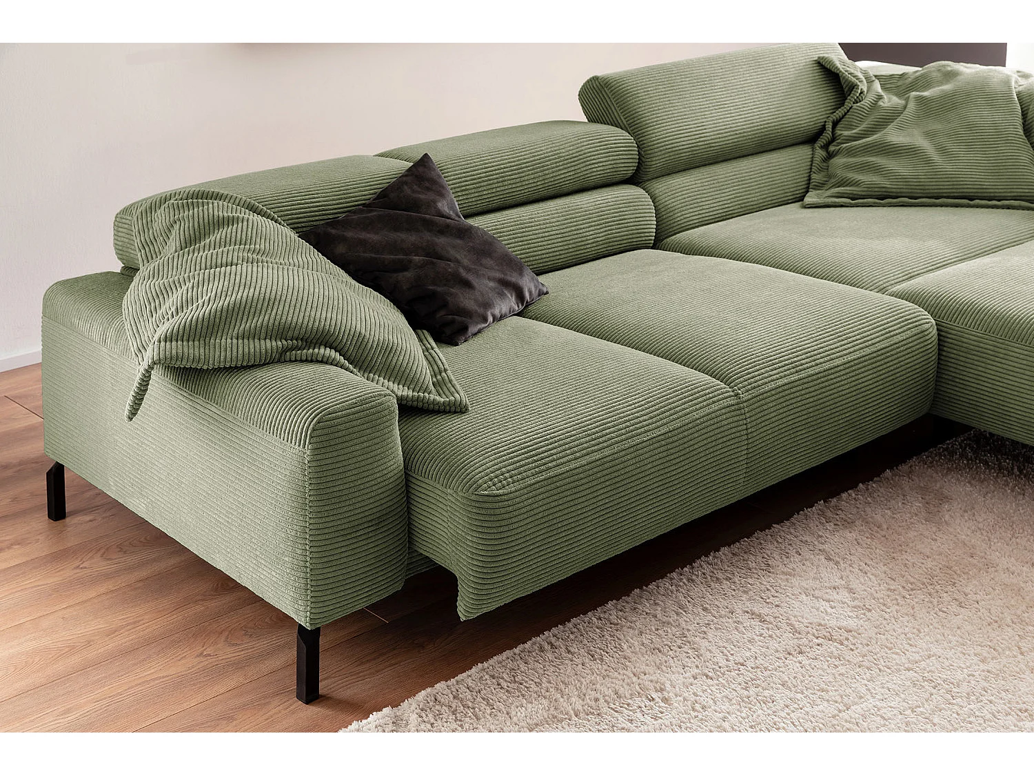 Ecksofa - Grün Cord - DELIA