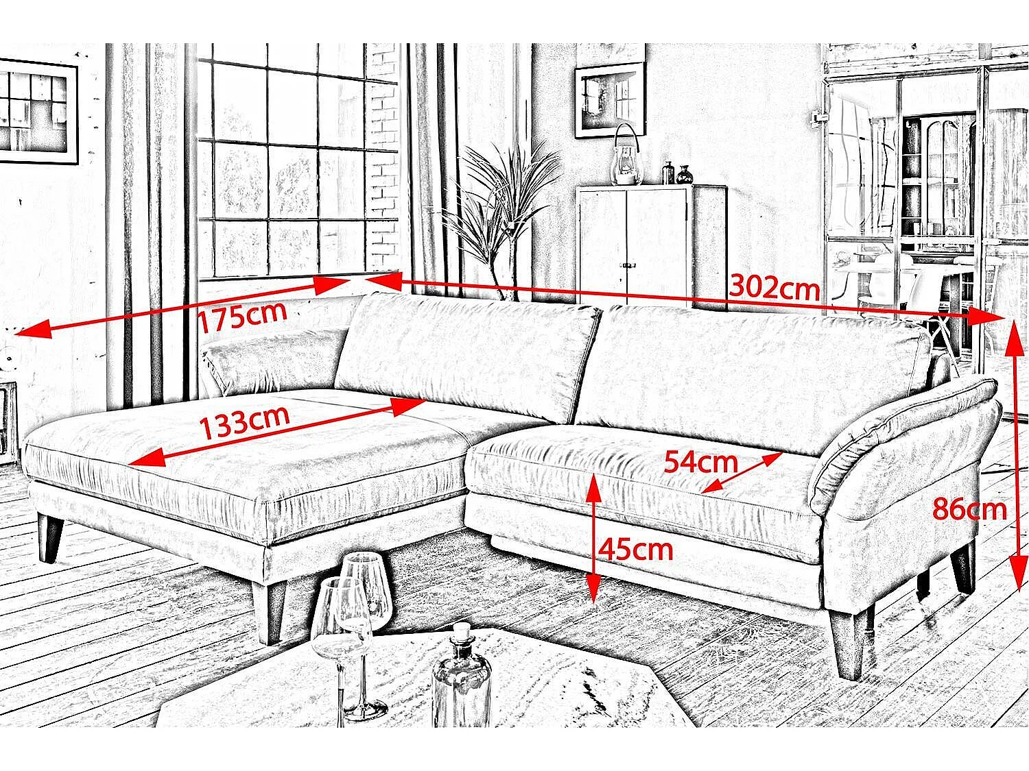 Ecksofa - Grün Webstoff - MALTA