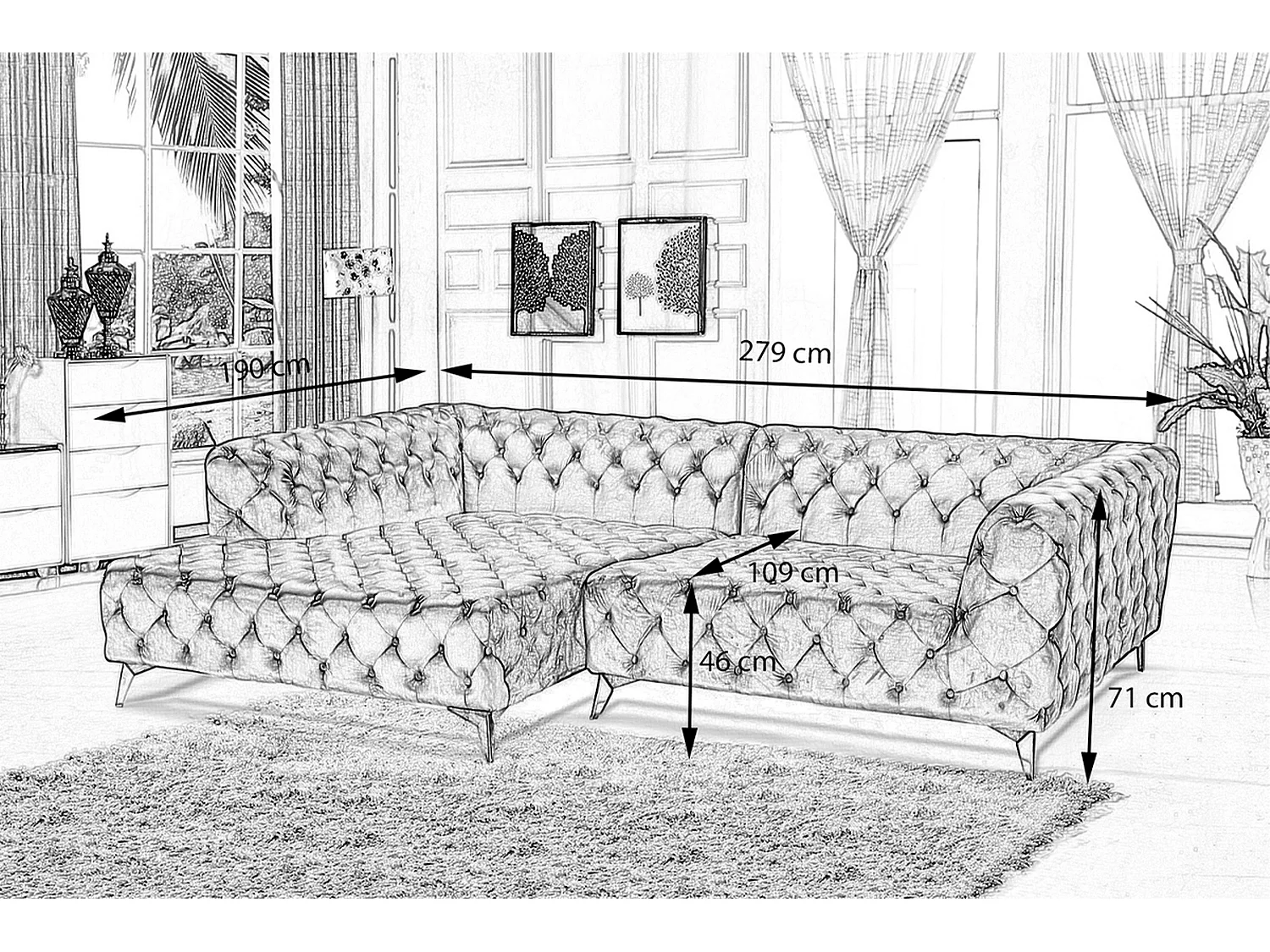 Canapé - argent Velours - NARLA