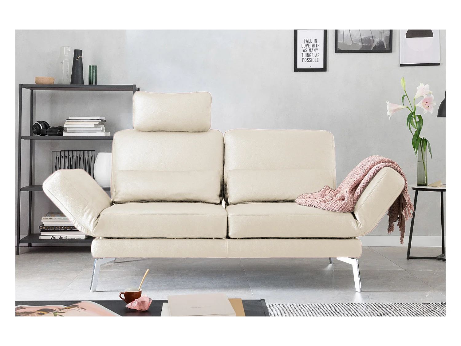 Ledersofa - Weiß Leder - HURRICANE