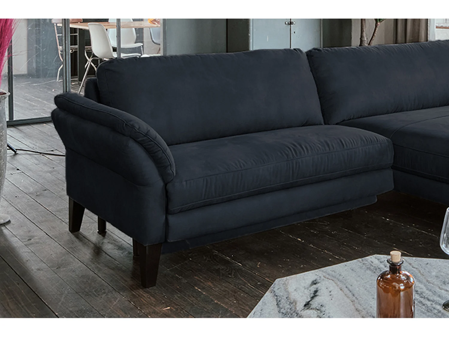 Ecksofa - Schwarz Webstoff - MALTA