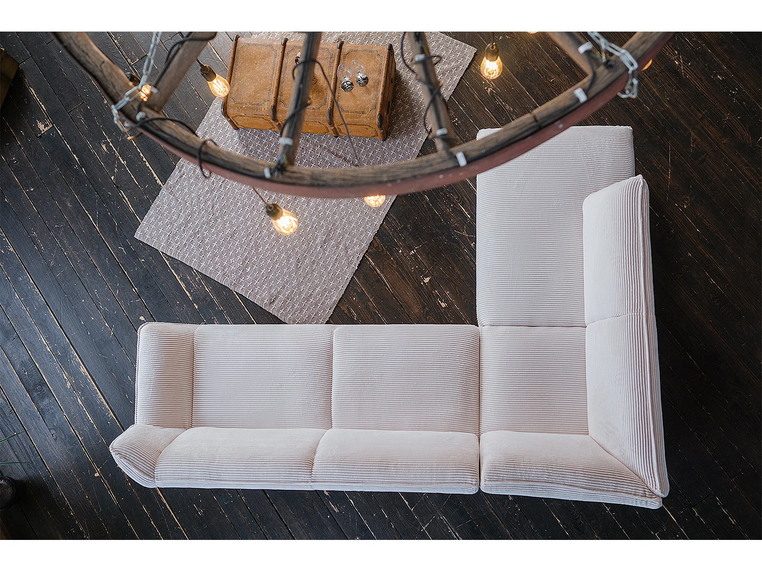 Ecksofa - Cremeweiß Cord - CALLA