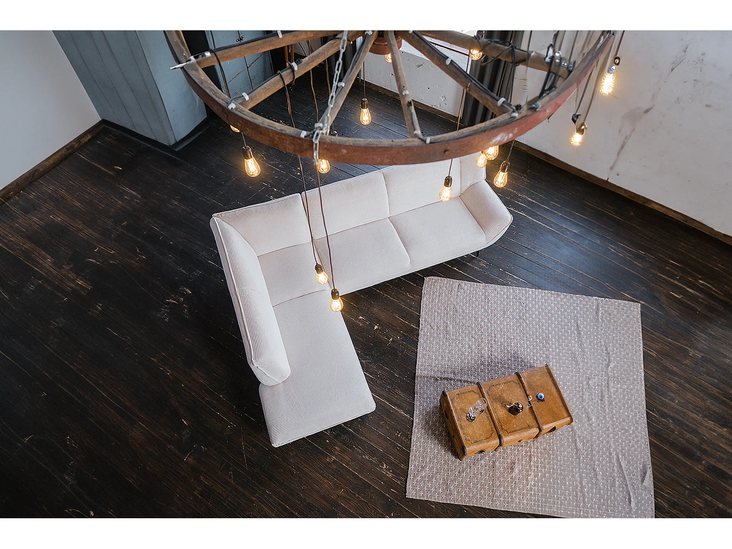 Ecksofa - Cremeweiß Cord - CALLA