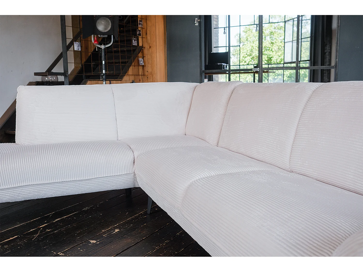 Ecksofa - Cremeweiß Cord - CALLA