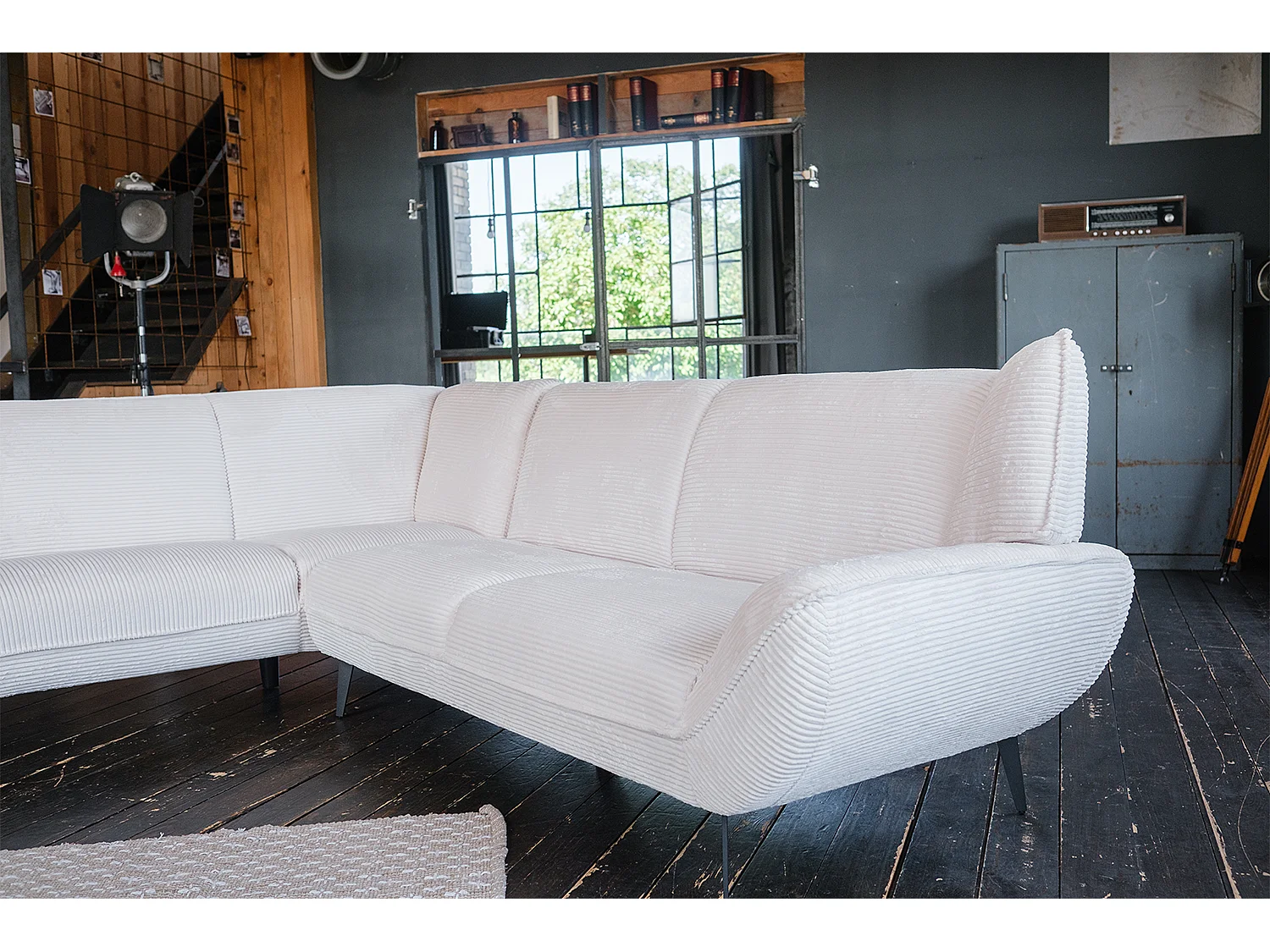 Ecksofa - Cremeweiß Cord - CALLA
