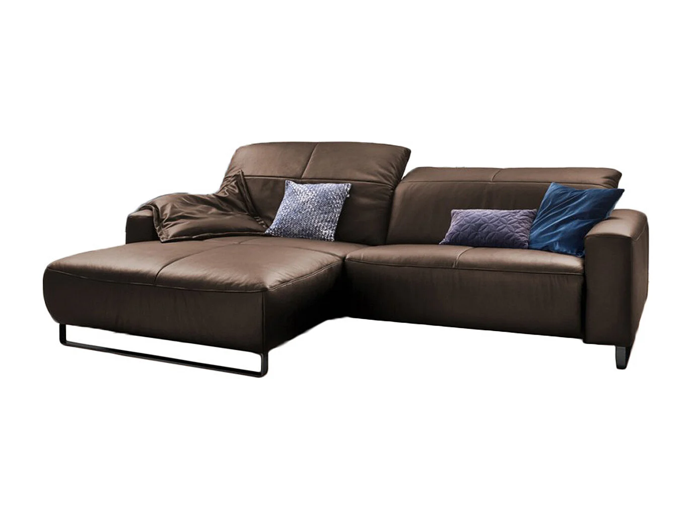 Ecksofa - Walnuss Dekor Leder - YORK