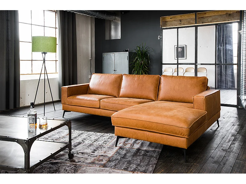 Ecksofa - Braun Leder - BLOOM