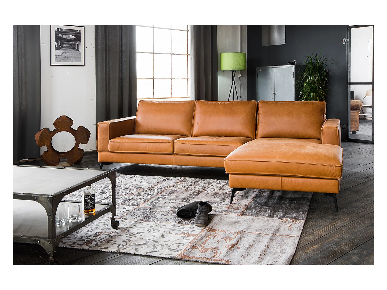 Ecksofa - Braun Leder - BLOOM