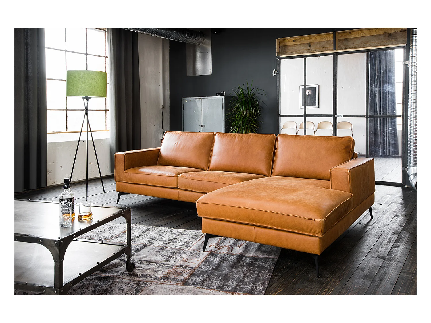 Ecksofa - Braun Leder - BLOOM