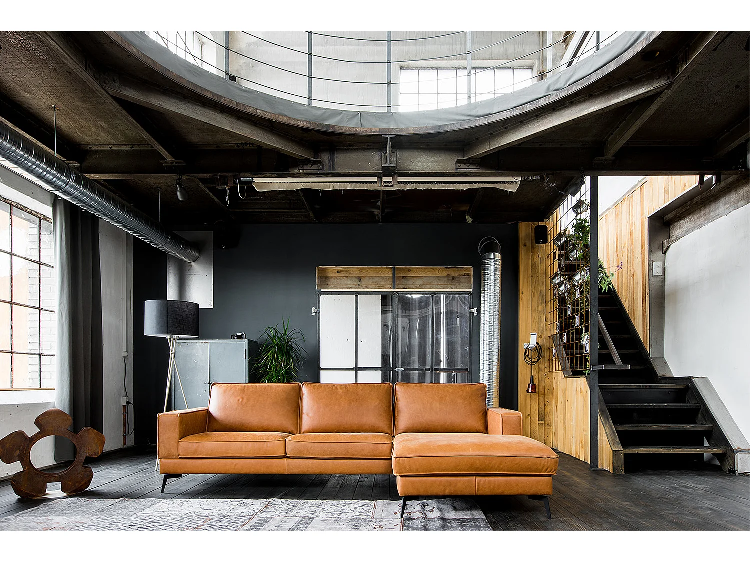 Sofá esquinero - marrón piel - BLOOM