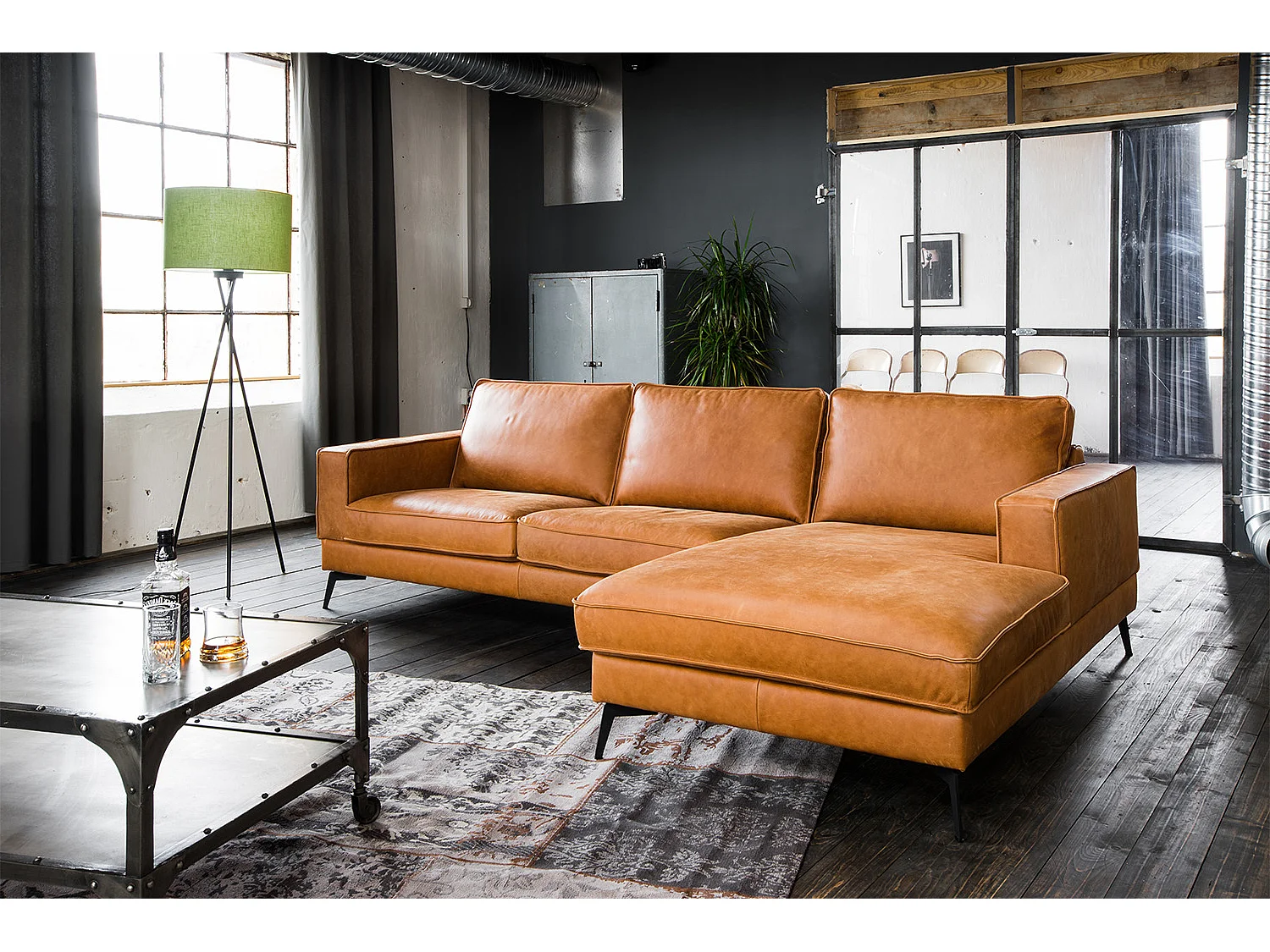 Ecksofa - Braun Leder - BLOOM