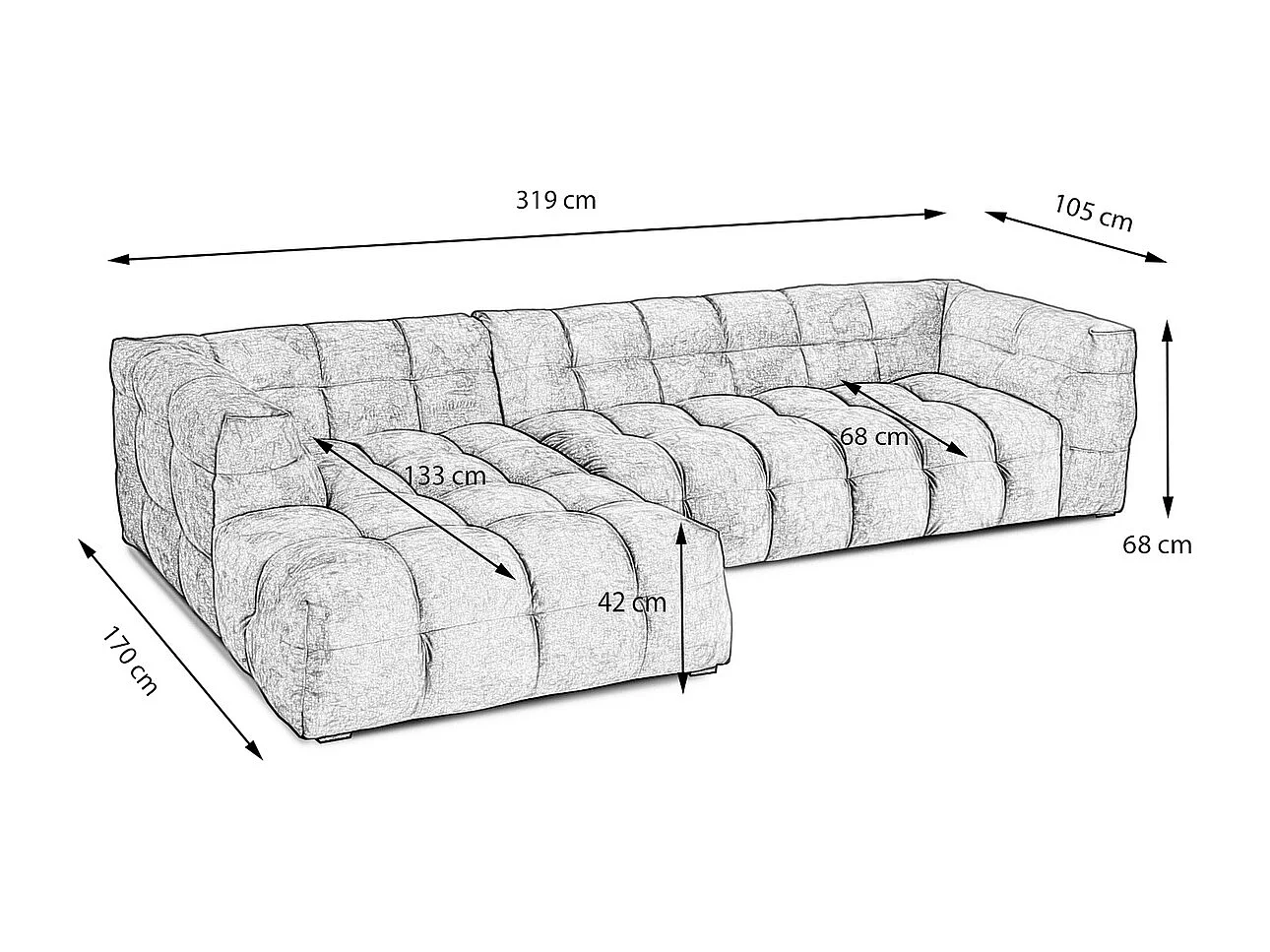 Ecksofa - Gold Velvet - ROSARIO