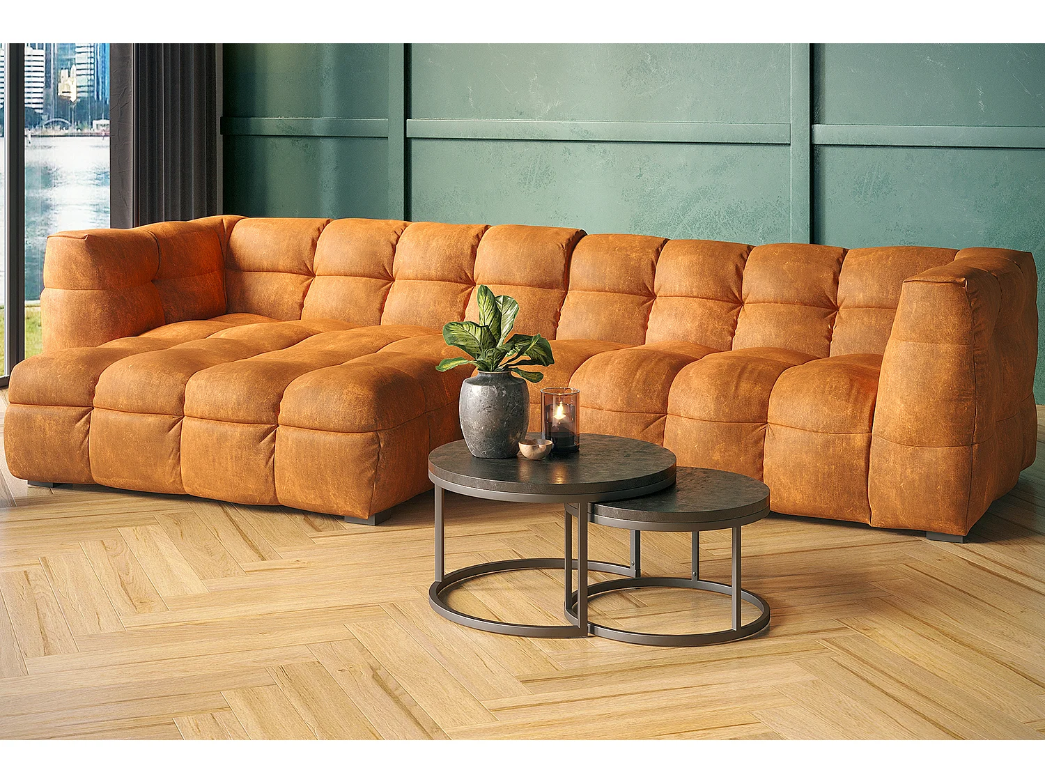 Ecksofa - Gold Velvet - ROSARIO
