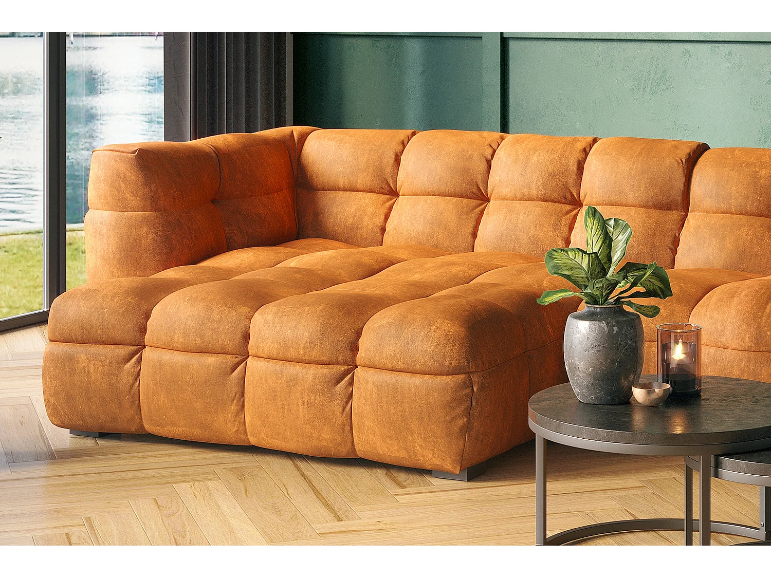 Ecksofa - Gold Velvet - ROSARIO