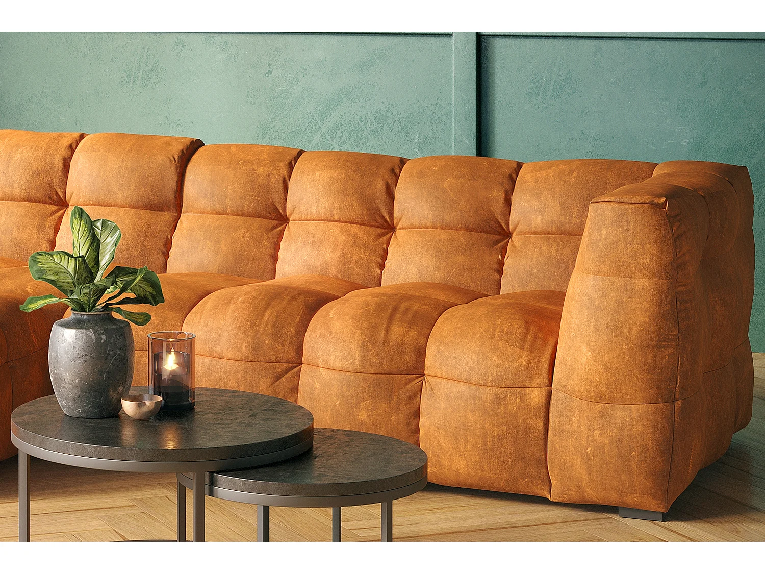 Ecksofa - Gold Velvet - ROSARIO